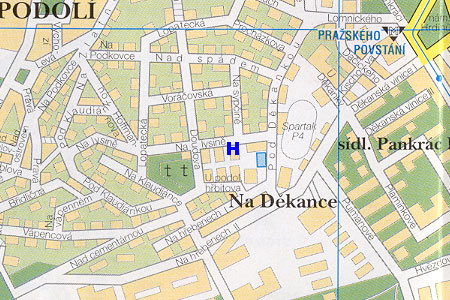 Prag Stadtplan mit Hostel Podoli -Blok D