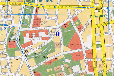 Prag Stadtplan mit Hotel 16 U Sv. Kateriny