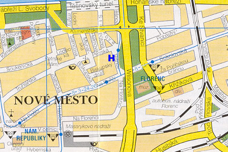 Prag Stadtplan mit Hotel Merkur