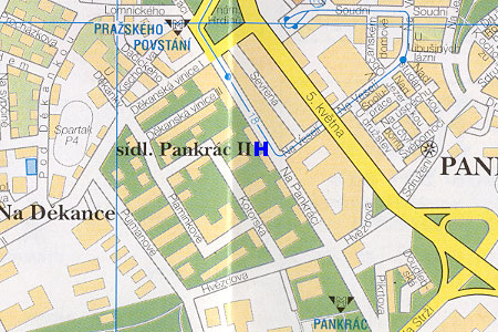 Prag Stadtplan mit Hotel Pankrac