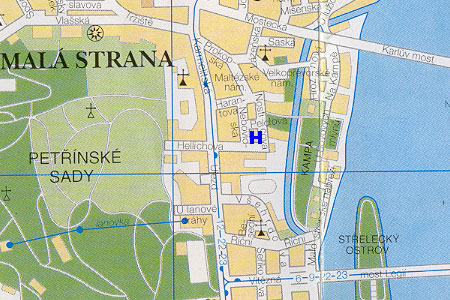 Prag Stadtplan mit Hotel Residence Nosticova