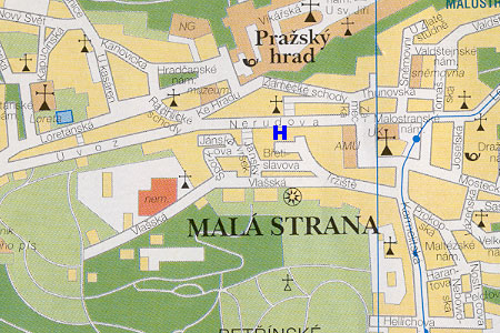 Prag Stadtplan mit Hotel U Brany